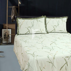 RHS Olive Green Abstract Leaf Quilt Cover Set
