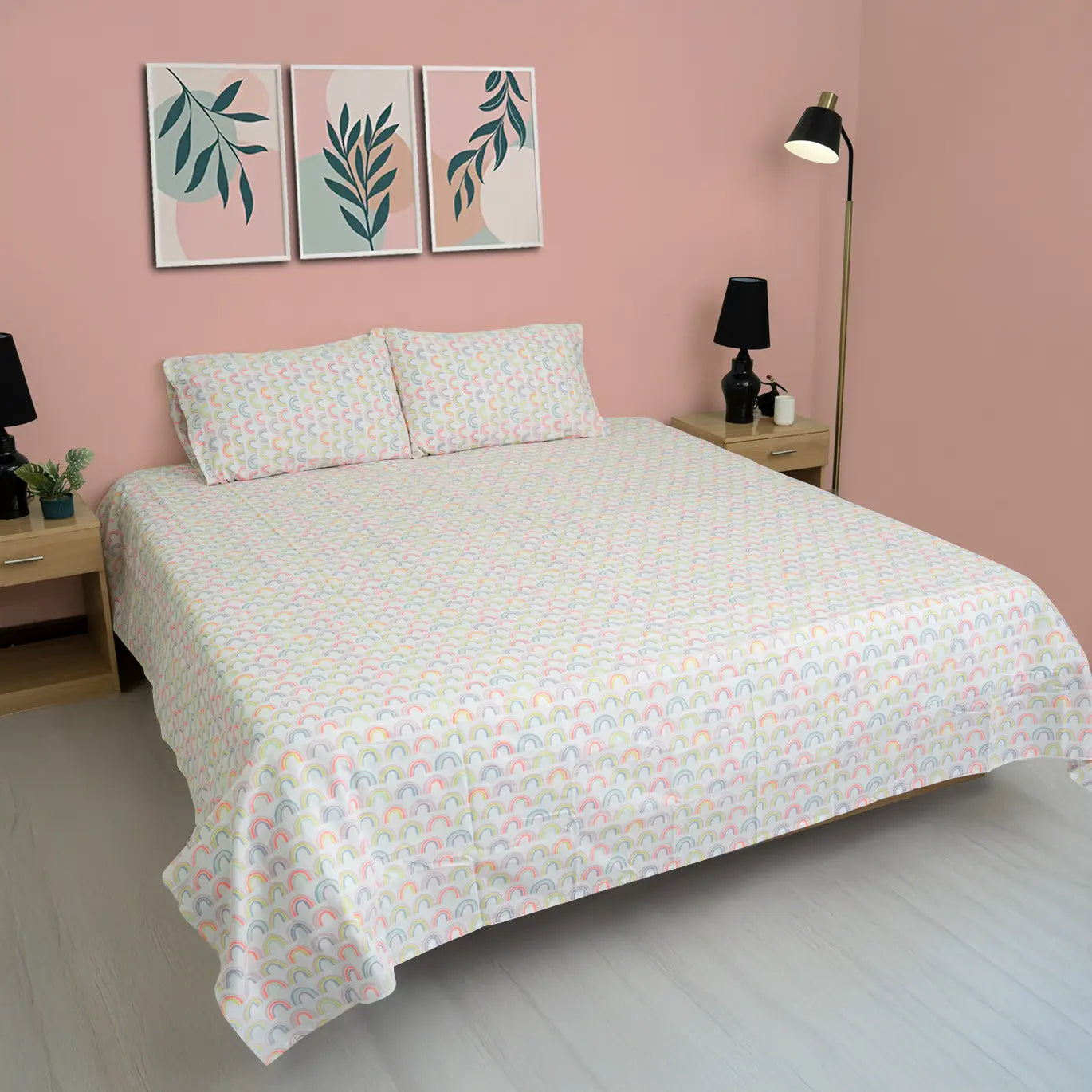 Pastel Rainbow Cotton Percale Bed Sheet
