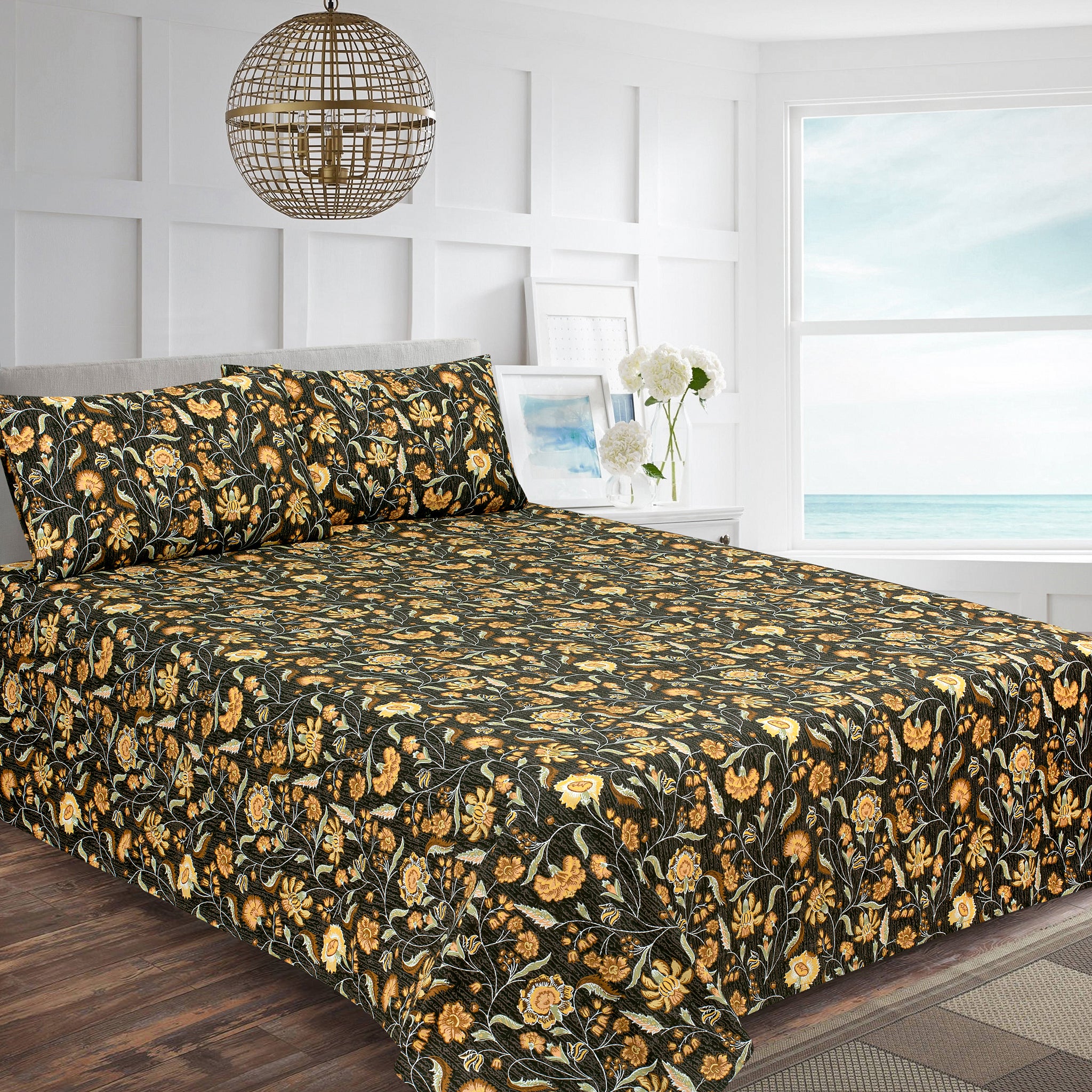 Luxury Cotton Percale Bedsheet (1011-1) Flower Print