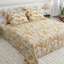 Cream & Mustard Floral Sprig Xara Bed Sheet Set