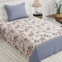 Ivory & Blue Floral Vine Xara Bed Sheet Set