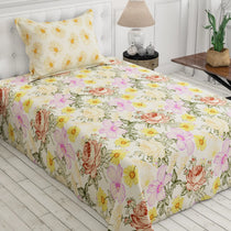 Cream Garden Floral Xara Bed Sheet Set