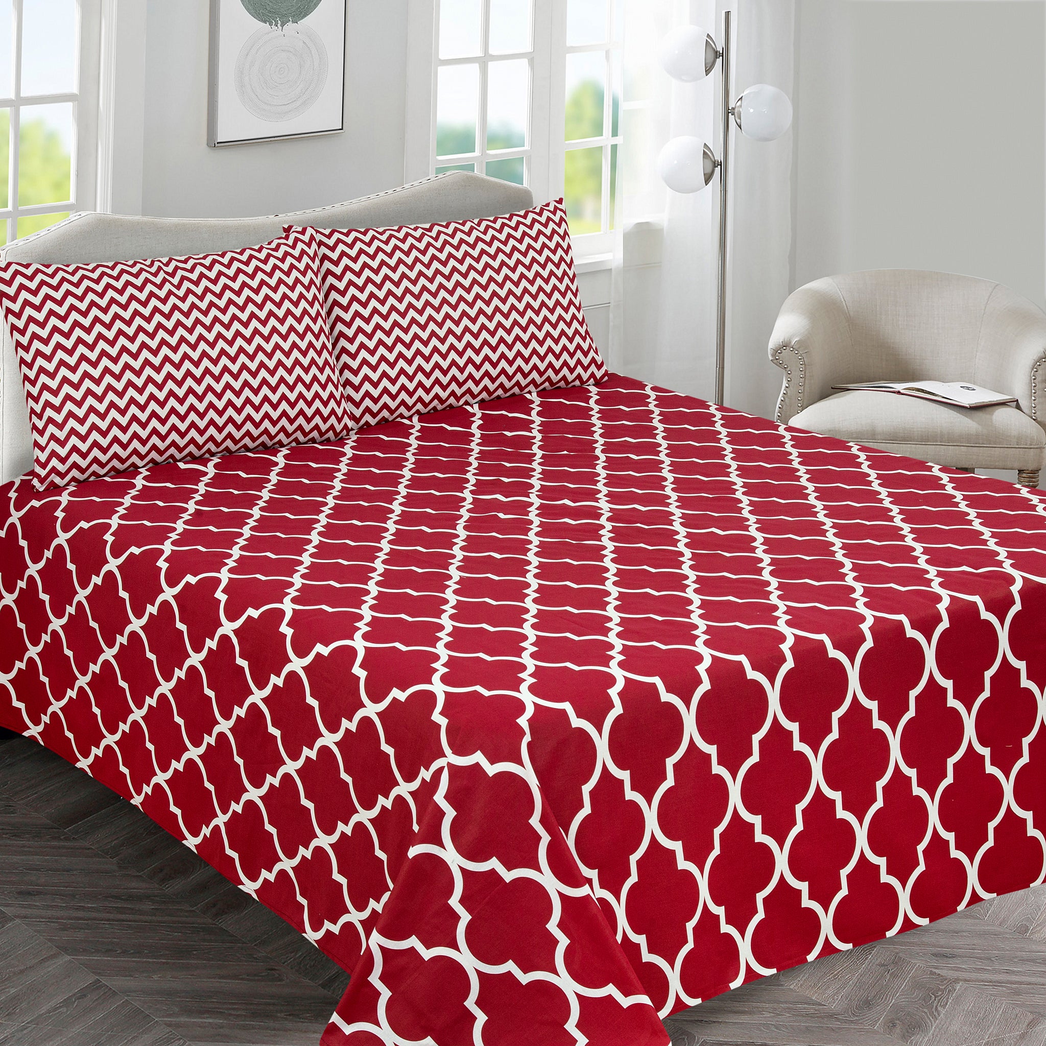 Cotton Percale bedsheet (1030) Red