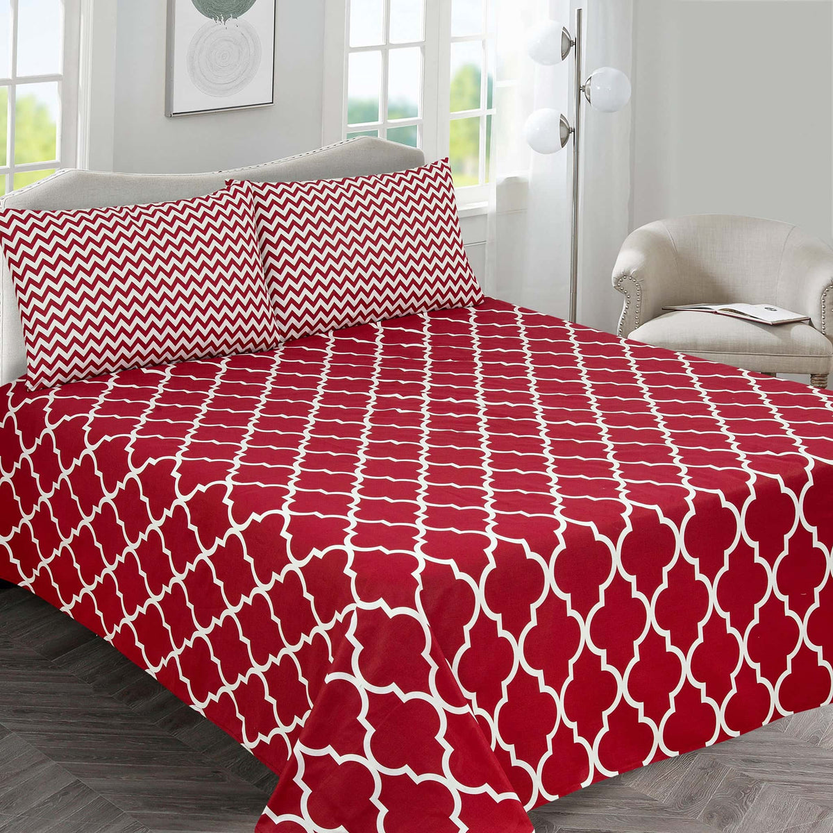 Lattice Luxe Cotton Percale Bed sheet