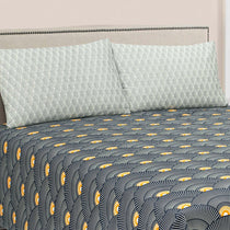 Art Deco Fan Print Cotton Satin bedsheet