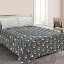 Art Deco Fan Print Cotton Satin bedsheet