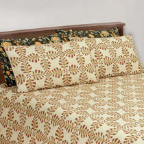 Vintage Leaf Print Cotton Percale Bed Sheet