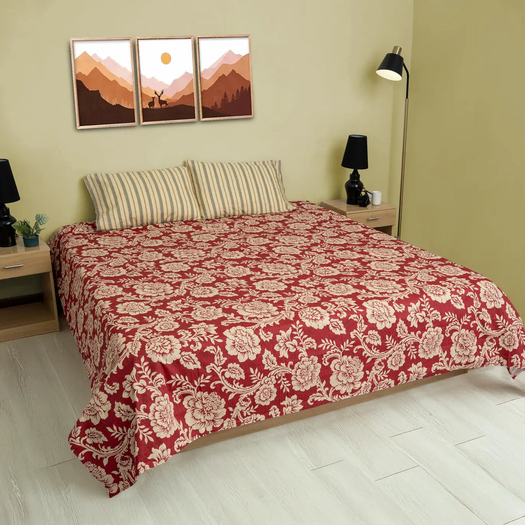 Red Statement Luxury Cotton Percale Bedsheet