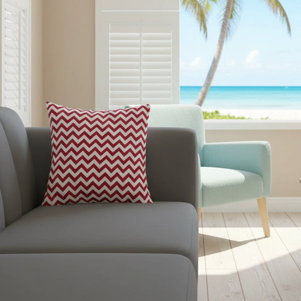 Cotton Percale Zig Zag Cushion Cover (Red)