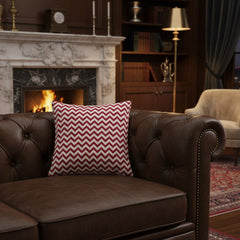 Cotton Percale Zig Zag Cushion Cover (Red)