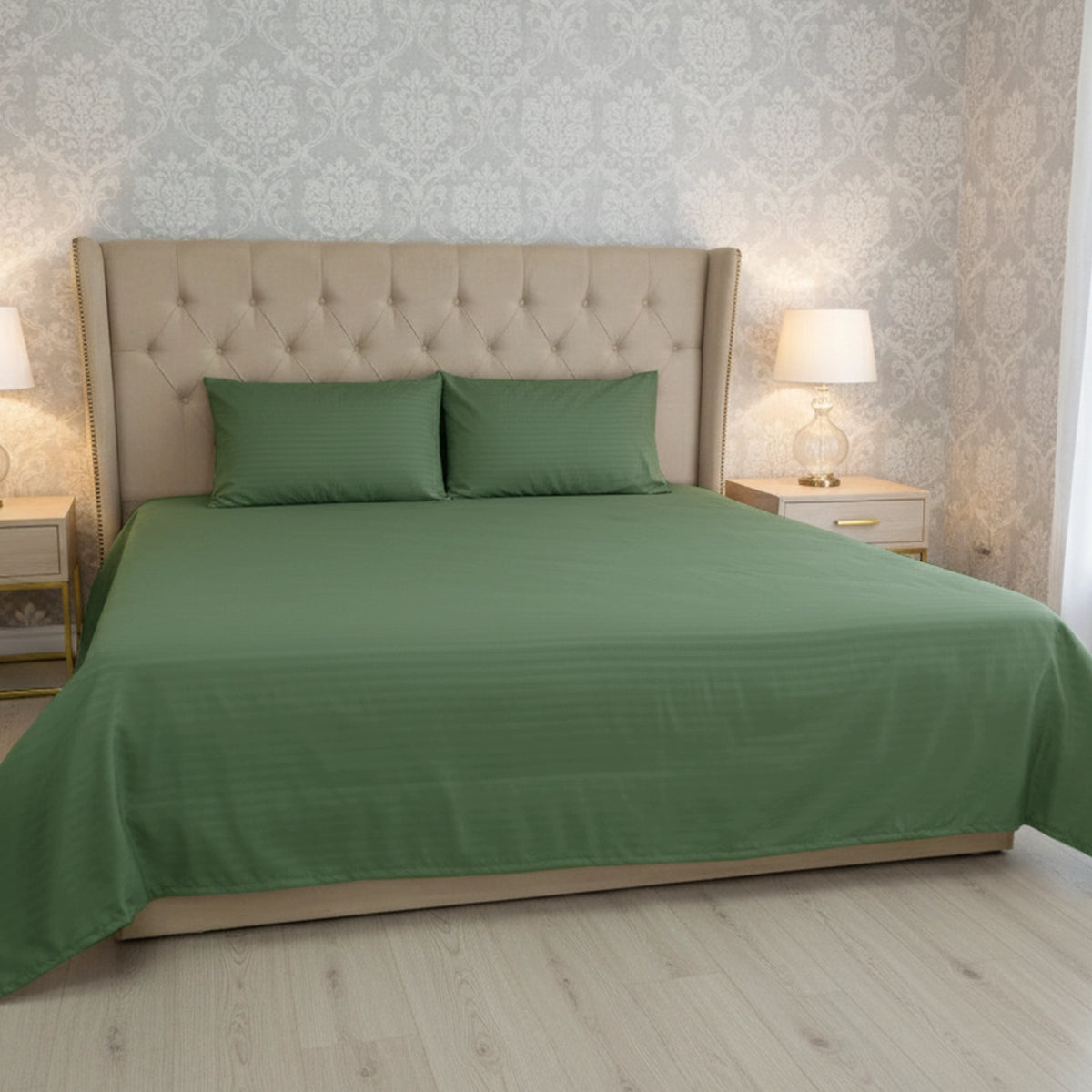 RHS O-Green Stripe Micro Cotton Sheet Set Secondary image