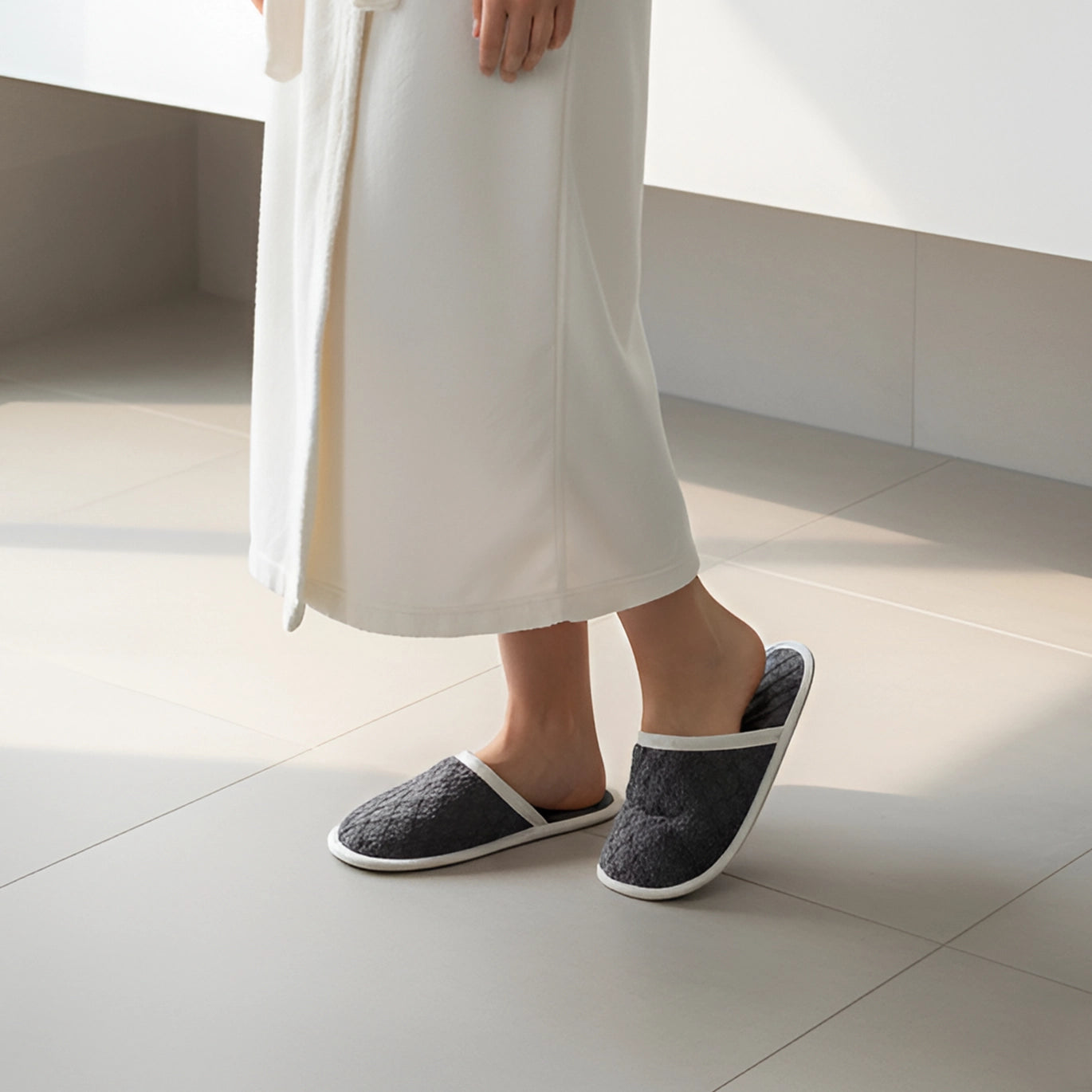 Pack of 2 towel slipper (light grey)