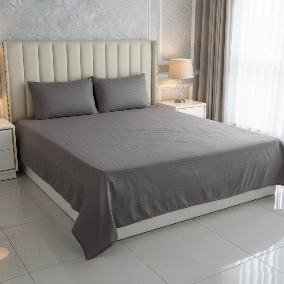 RHS Grey Stripe Micro Cotton Sheet Set Main image