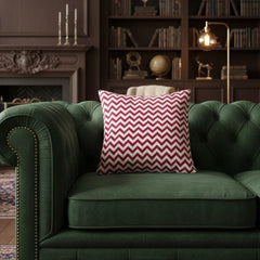 Cotton Percale Zig Zag Cushion Cover (Red)