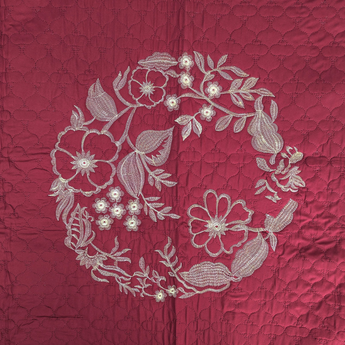 Fancy Embroidered Bed Sheet Set (Red)