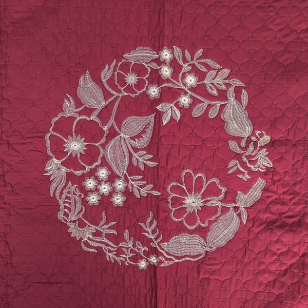 Fancy Embroidered Bed Sheet Set (Red)