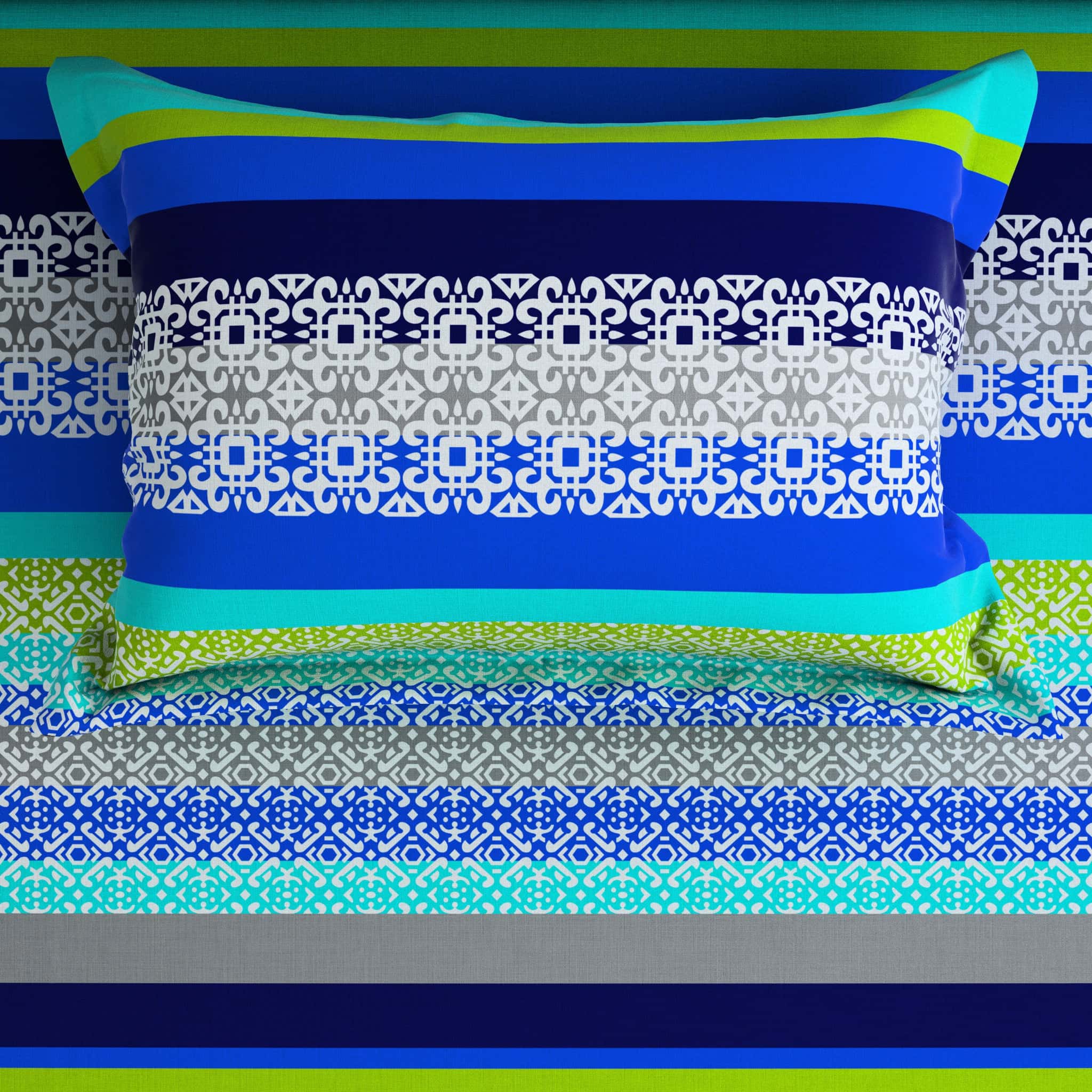 Blue Lining Design Sateen Bed Sheet Set - 5777(B)
