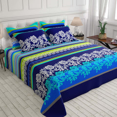 Blue Lining Design Sateen Bed Sheet Set - 5777(B)