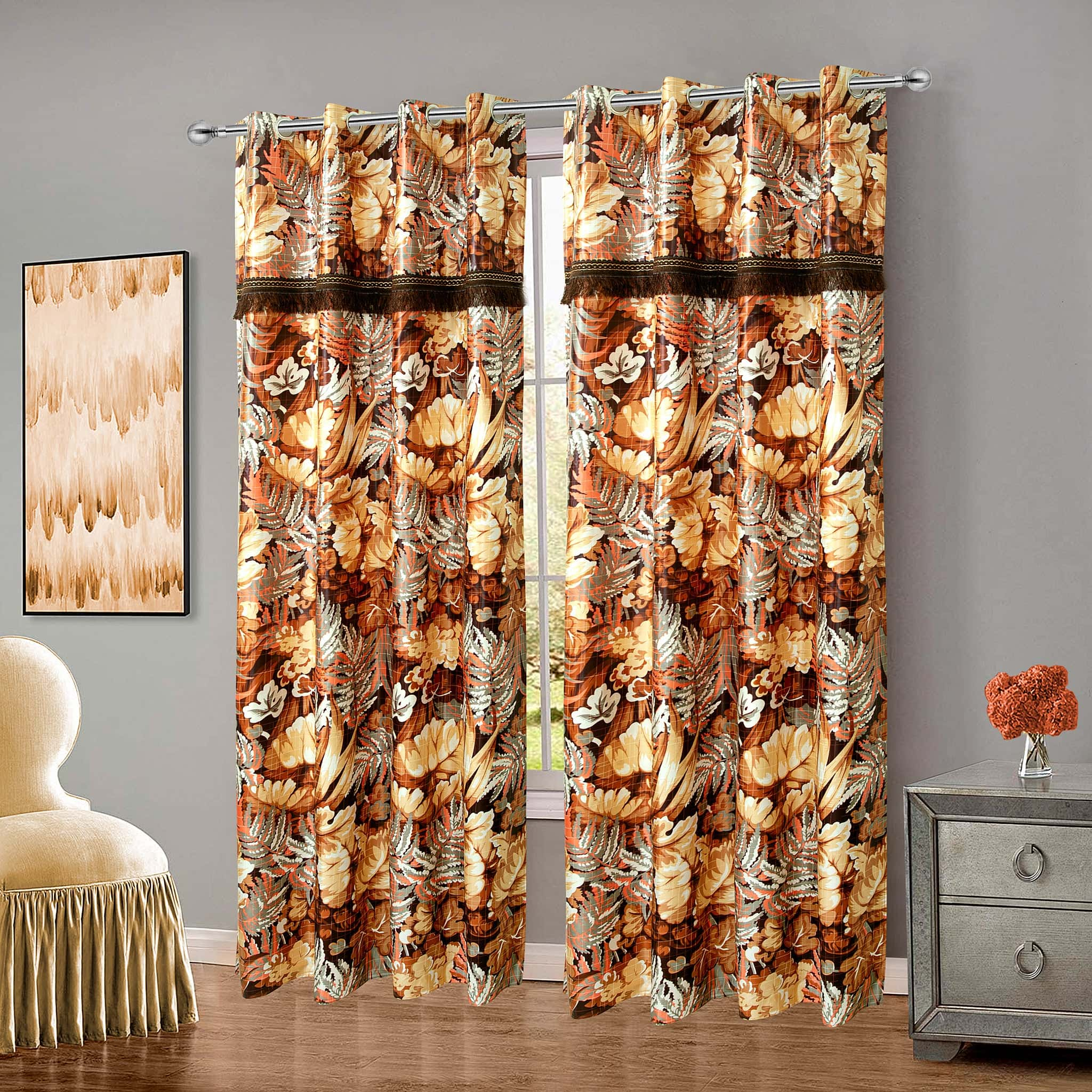 RHS printed curtains panel (6393 Orange)