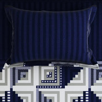 Royal Blue Geometric Squares & Triangles Sateen Bed Sheet Set