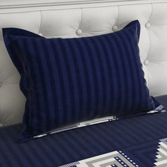 Royal Blue Geometric Squares & Triangles Sateen Bed Sheet Set - 6744