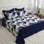 Royal Blue Geometric Squares & Triangles Sateen Bed Sheet Set