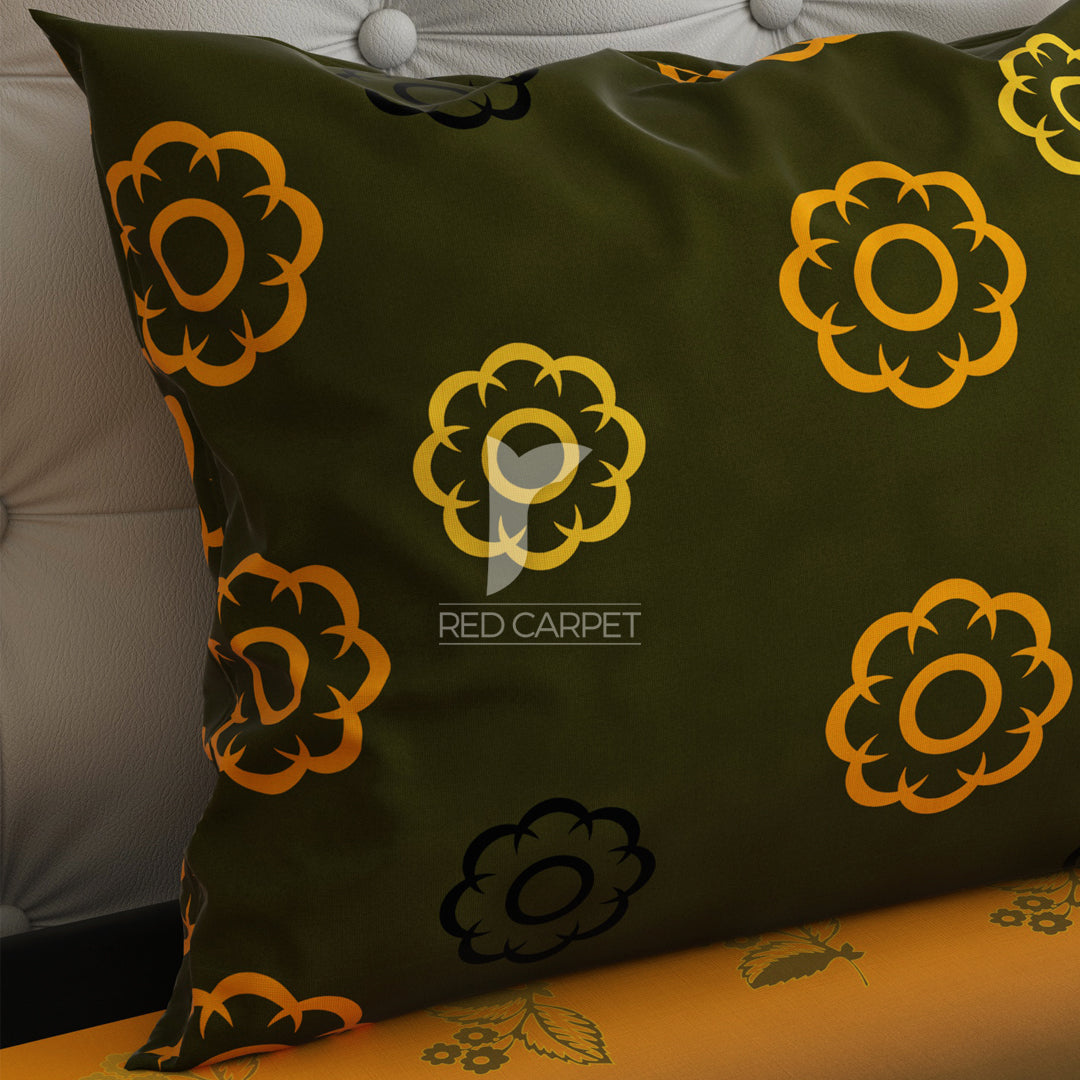 Green Floral Sateen Bed Sheet Set - 7023