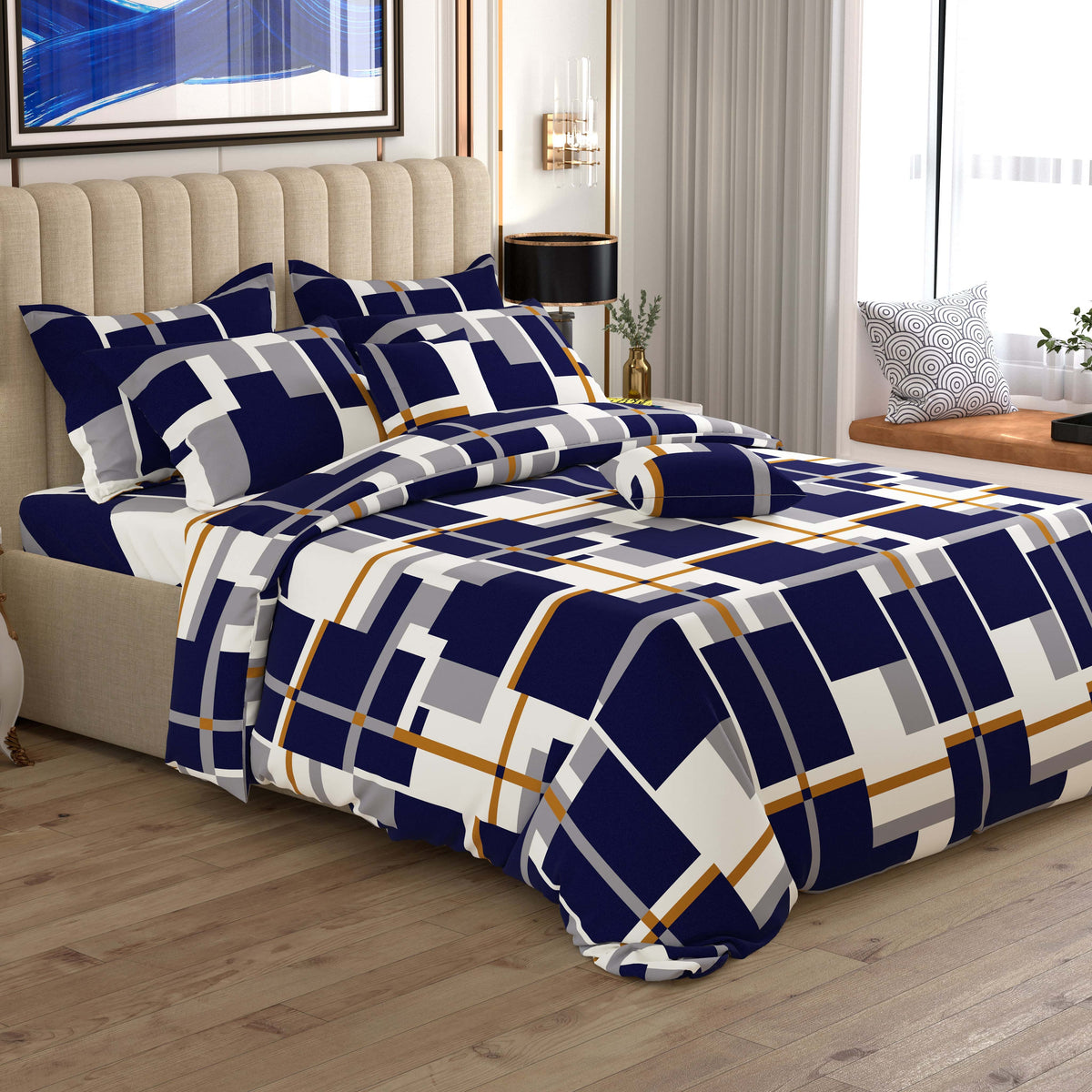 Xara White Geometric Shapes Quilt Cover Set - 7113