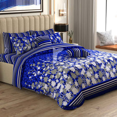 Xara Blue Leaf Stripes Quilt Cover Set - 7159