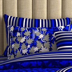 Xara Blue Leaf Stripes Quilt Cover Set - 7159