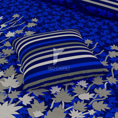 Xara Blue Leaf Stripes Quilt Cover Set - 7159