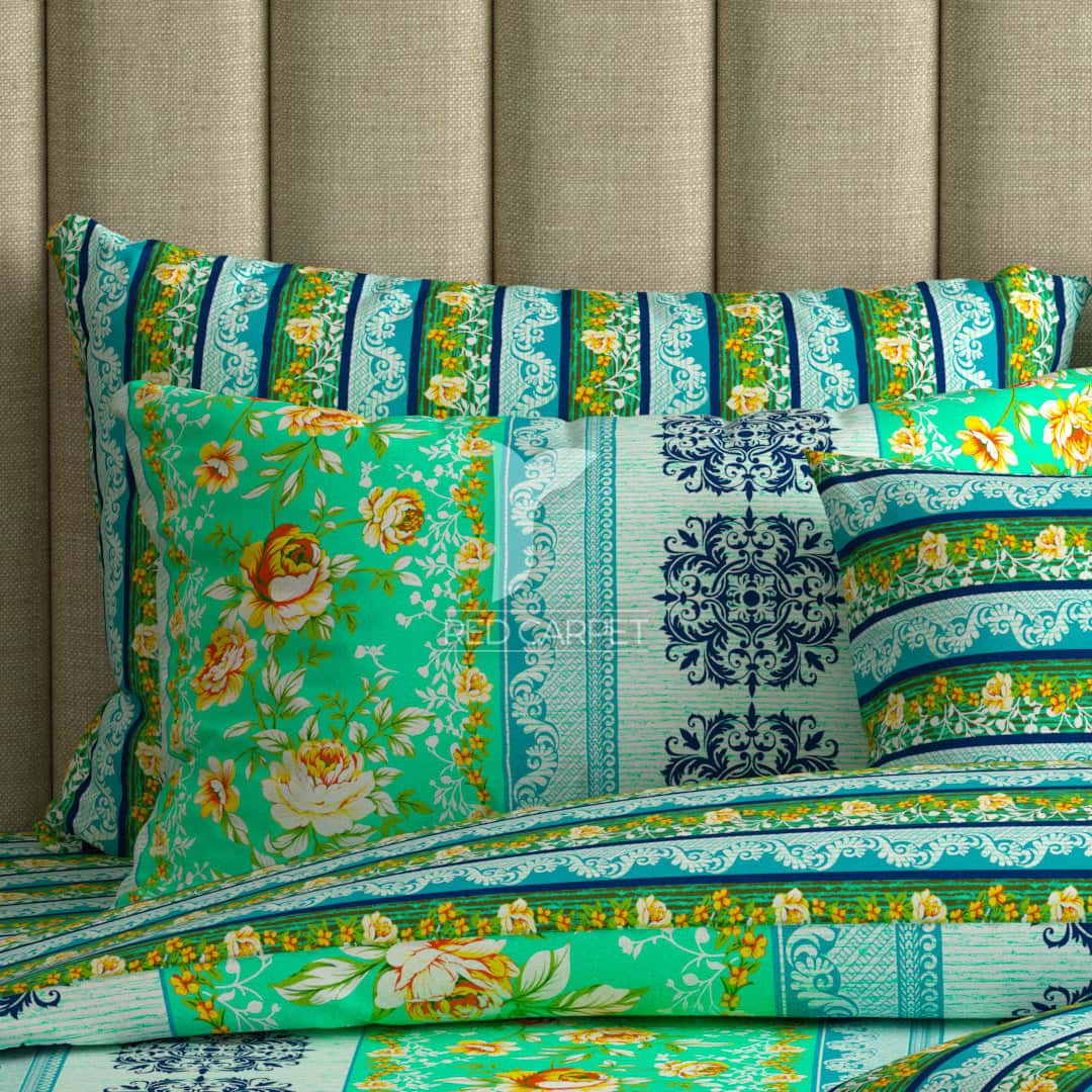 Xara Green Floral Stripes & Geometric Quilt Cover Set Secondary image