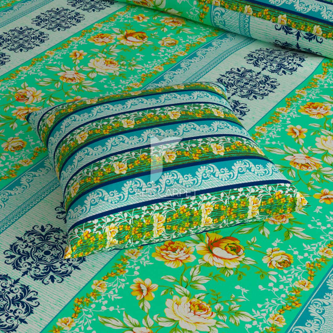 Xara Green Floral Stripes & Geometric Quilt Cover Set