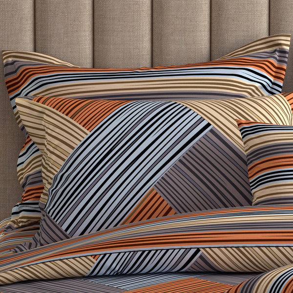 STRIPED KNIT Sateen 8 Pcs King Quilt Cover Bedsheet Set