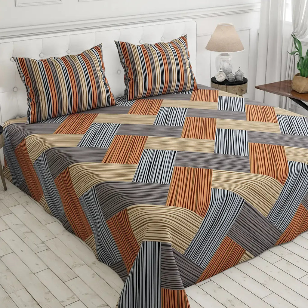 STRIPED KNIT SATEEN BED SHEET