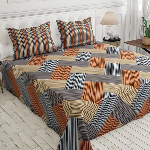 STRIPED KNIT SATEEN BED SHEET