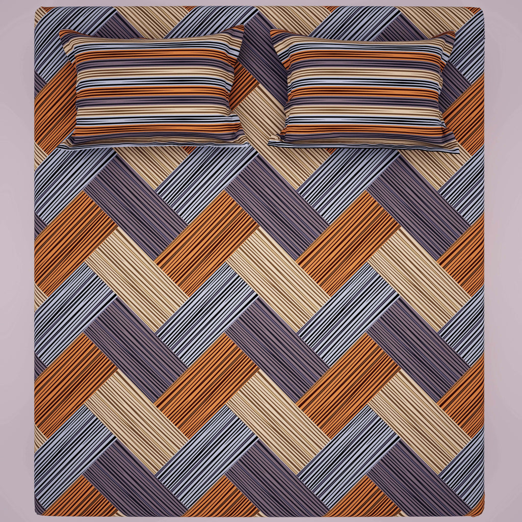 STRIPED KNIT SATEEN BED SHEET