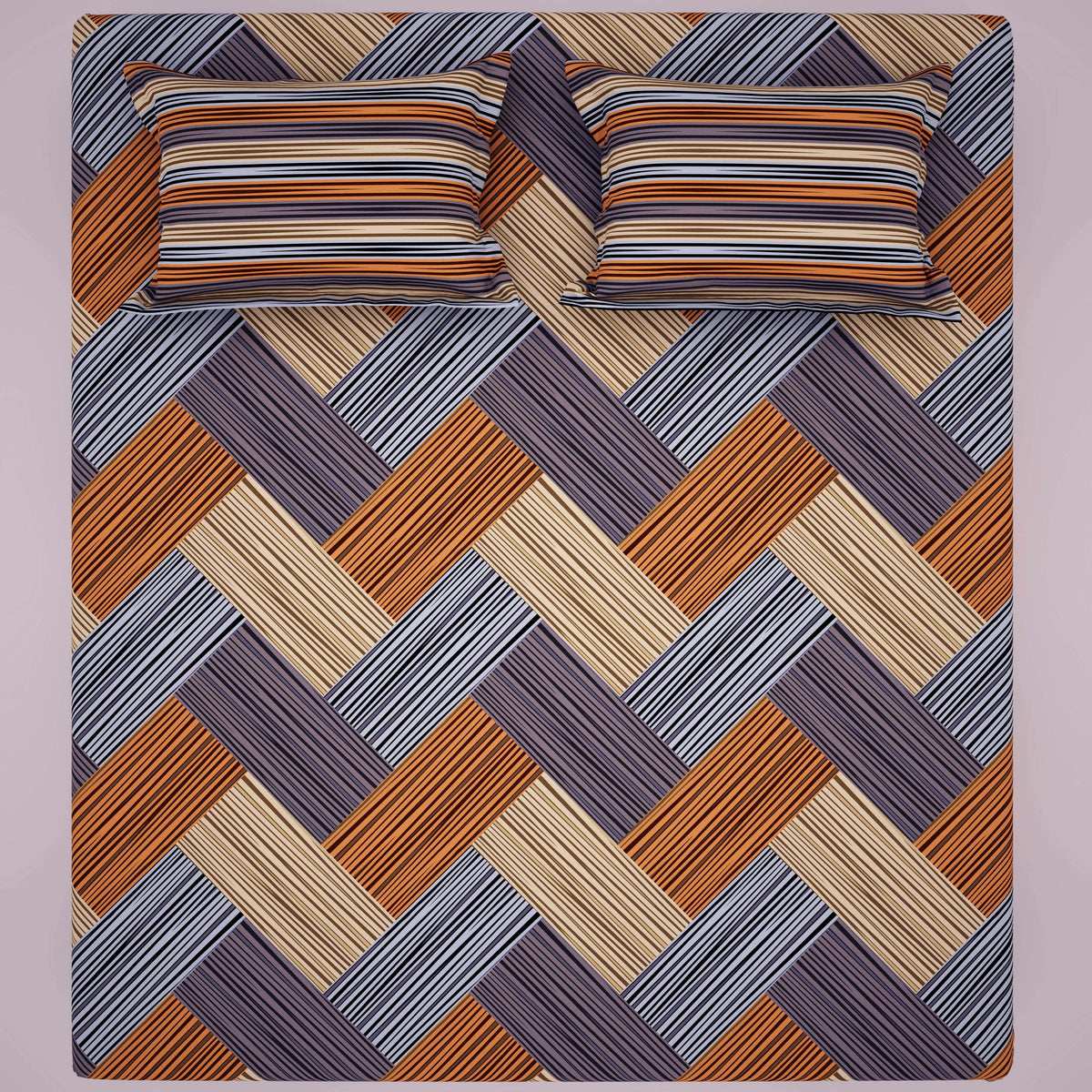 STRIPED KNIT SATEEN BED SHEET