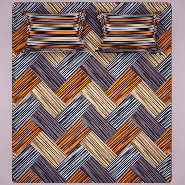 STRIPED KNIT SATEEN BED SHEET