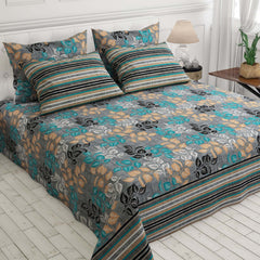 Xara Grey Leaf Design Bed Sheet Set - 7406-7407
