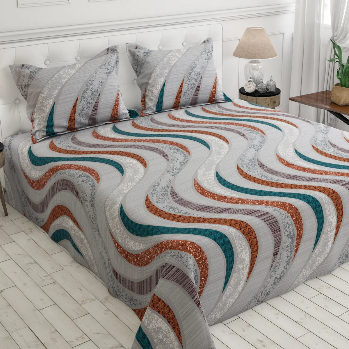 WAVE MOSAIC Sateen Bed Sheet Set