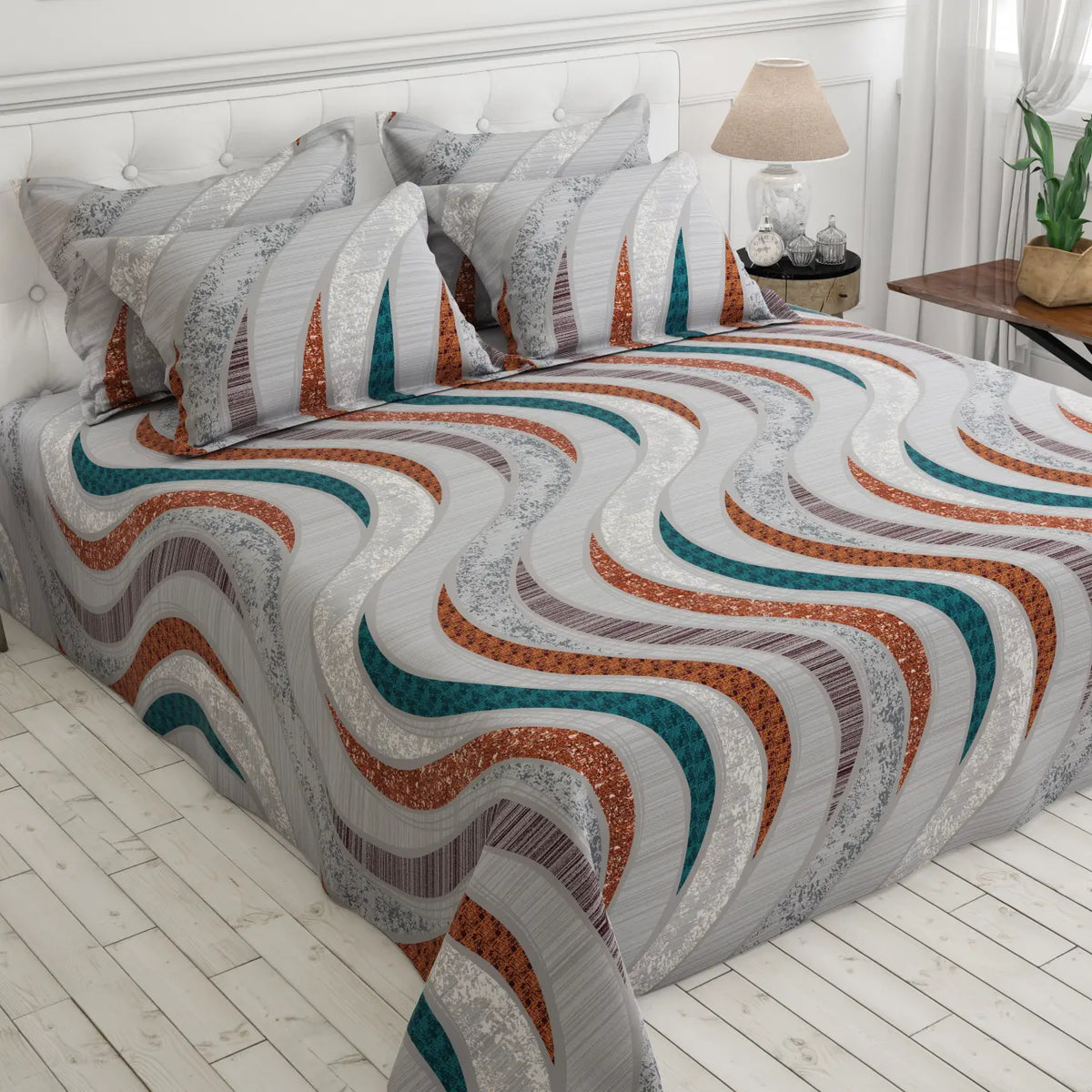 WAVE MOSAIC Sateen Bed Sheet Set