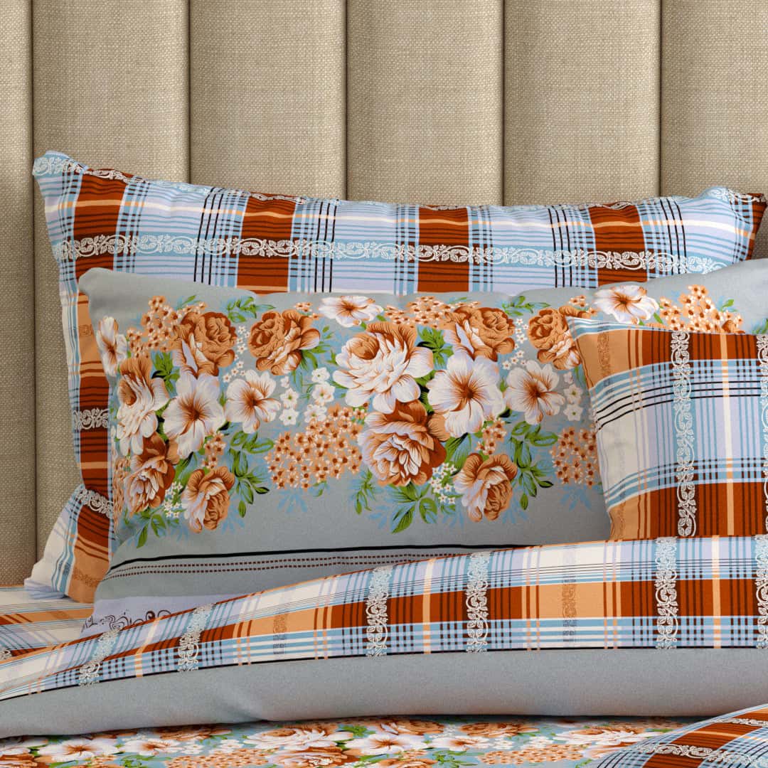 Xara Light Blue Plaid Quilt Cover Set - 7442