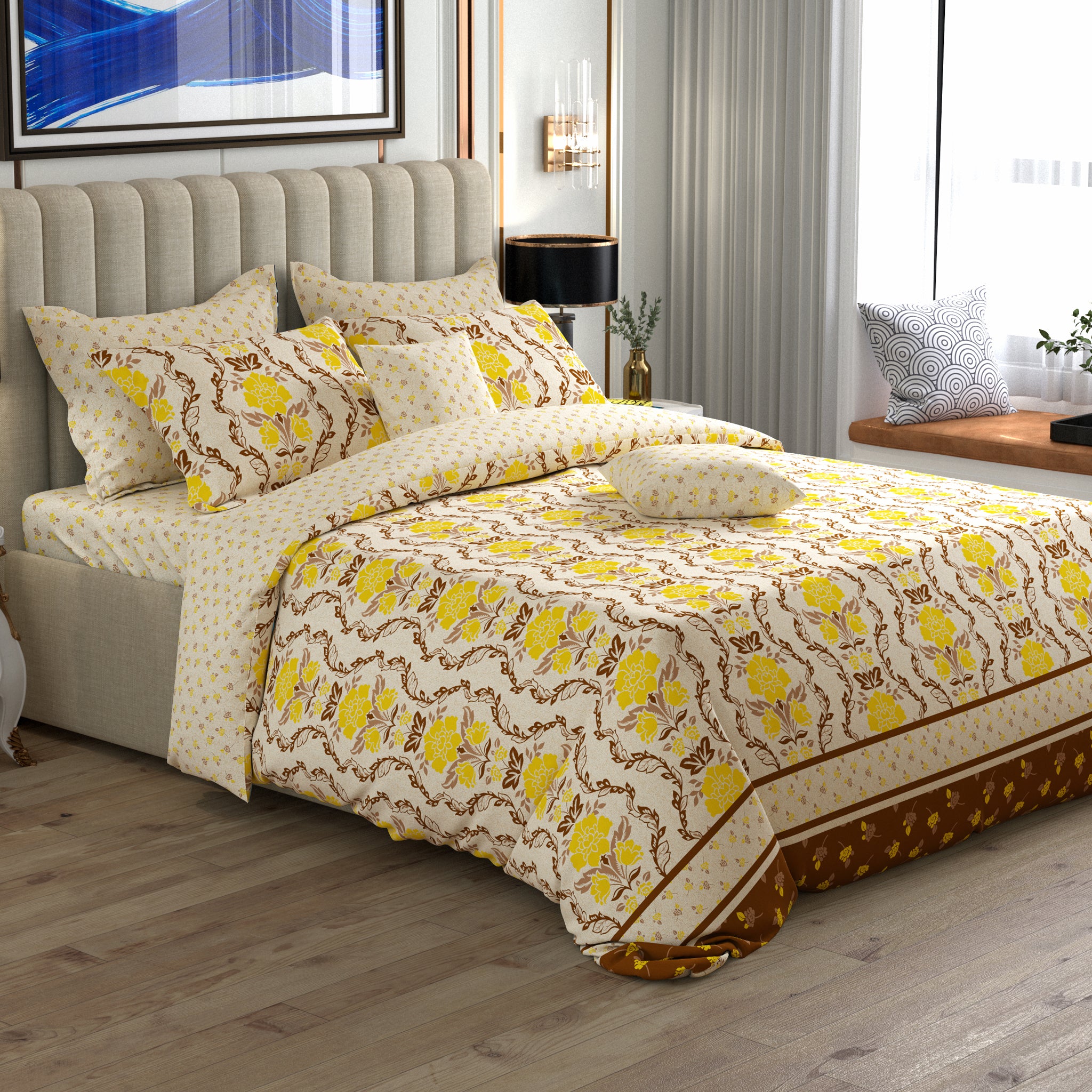 Xara Cream Floral Quilt Cover Set - 7575