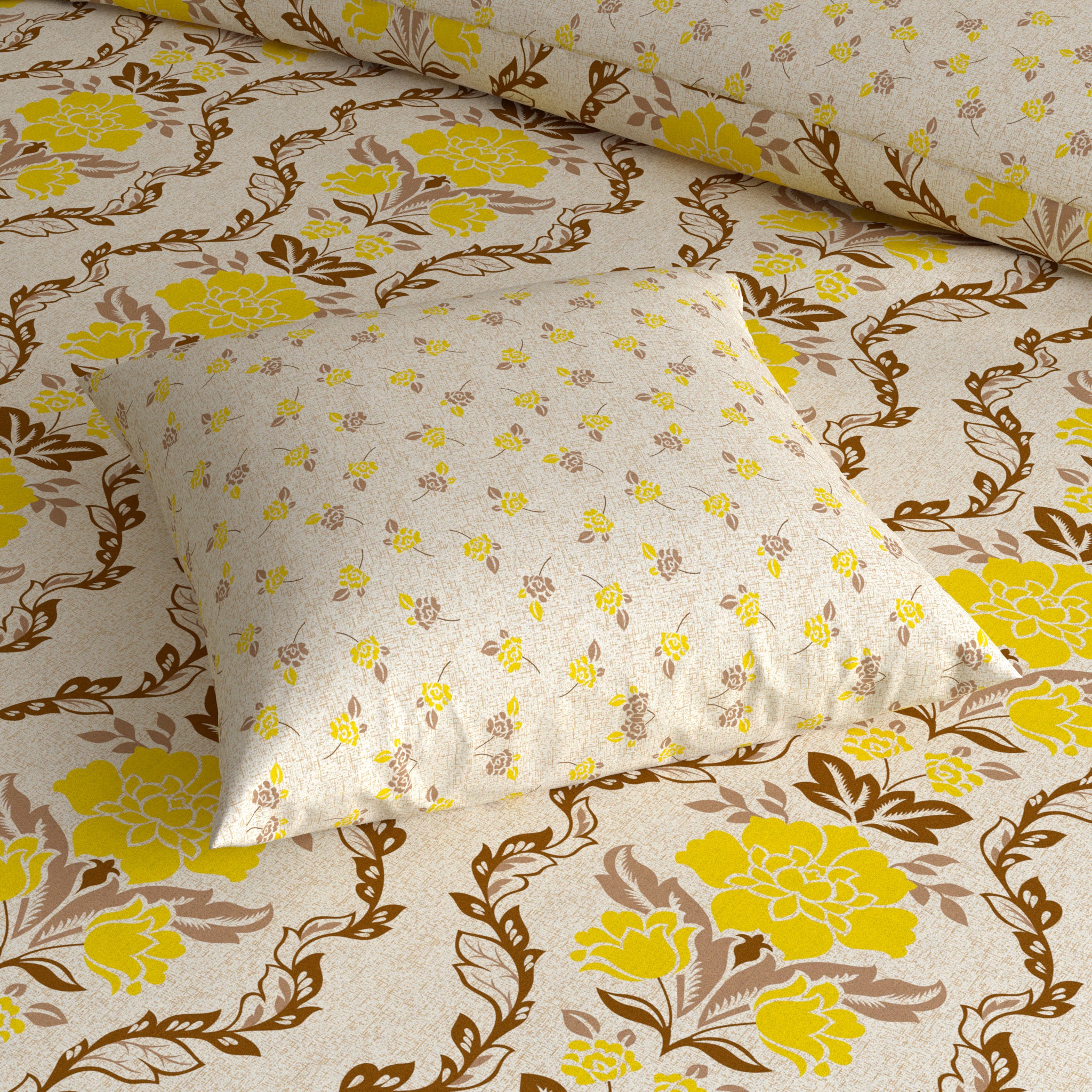 Xara Cream Floral Quilt Cover Set - 7575