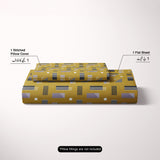 Mustard Geometric Sateen Bed Sheet Set - 7577-(M)