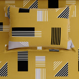 Mustard Geometric Sateen Bed Sheet Set - 7577-(M)