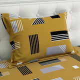 Mustard Geometric Sateen Bed Sheet Set - 7577-(M)