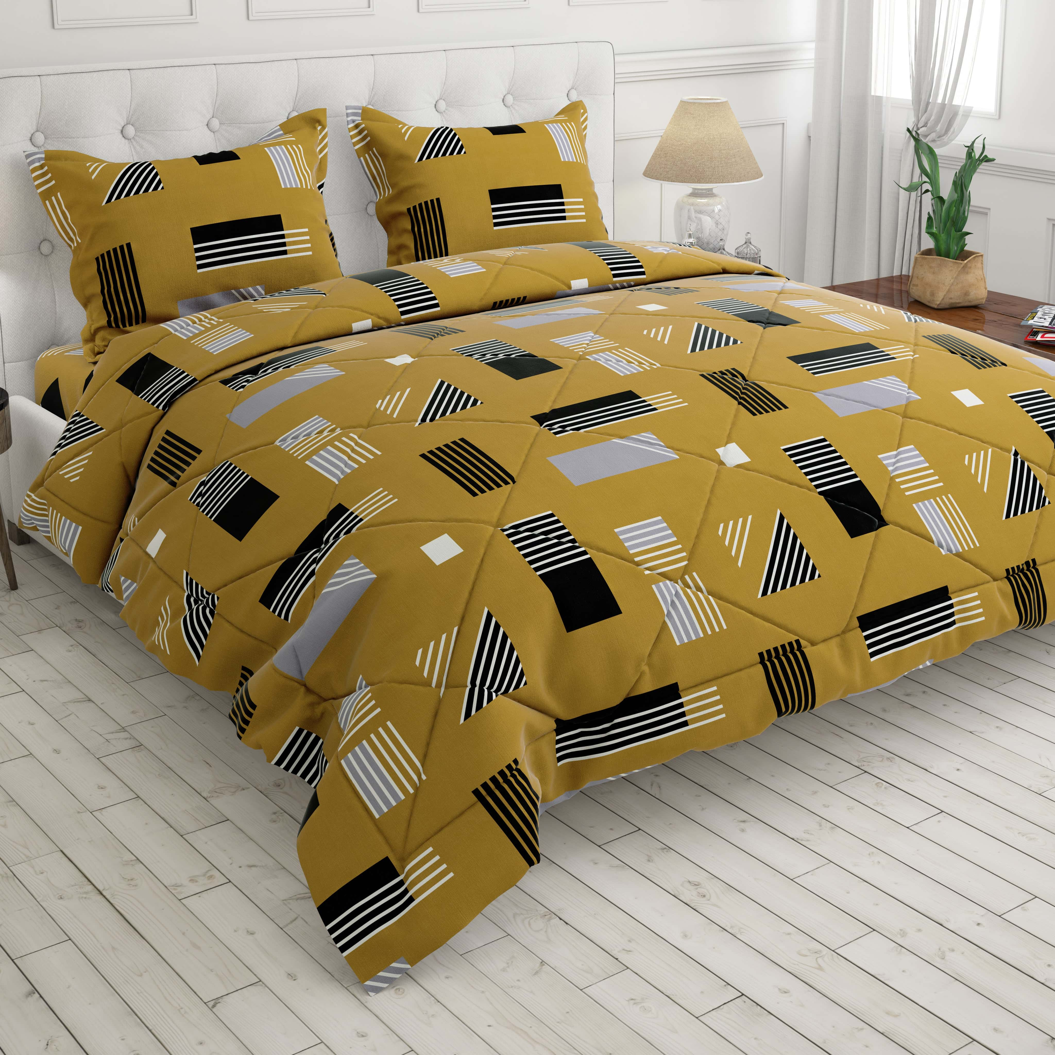 Sateen 6-pcs comforter set 7577 (Mustard)