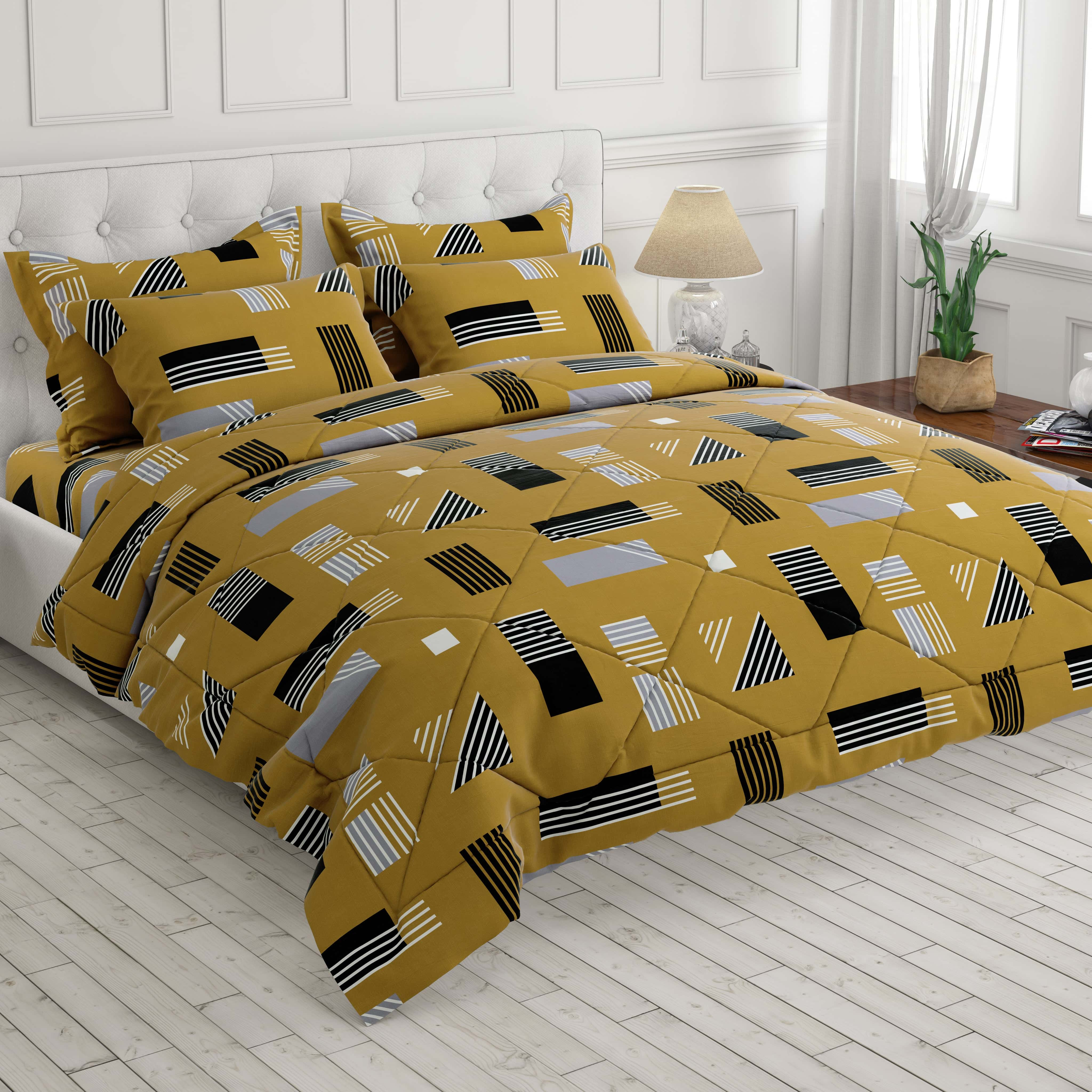 Sateen 6-pcs comforter set 7577 (Mustard)